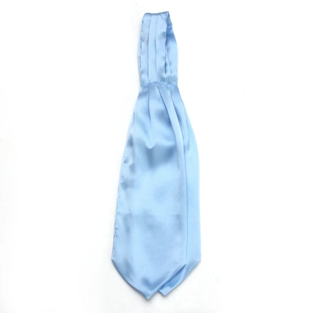 Camellucci Silk Men's Cravat Ascot Gift Box A197 Solid blue - Picture 6 of 11
